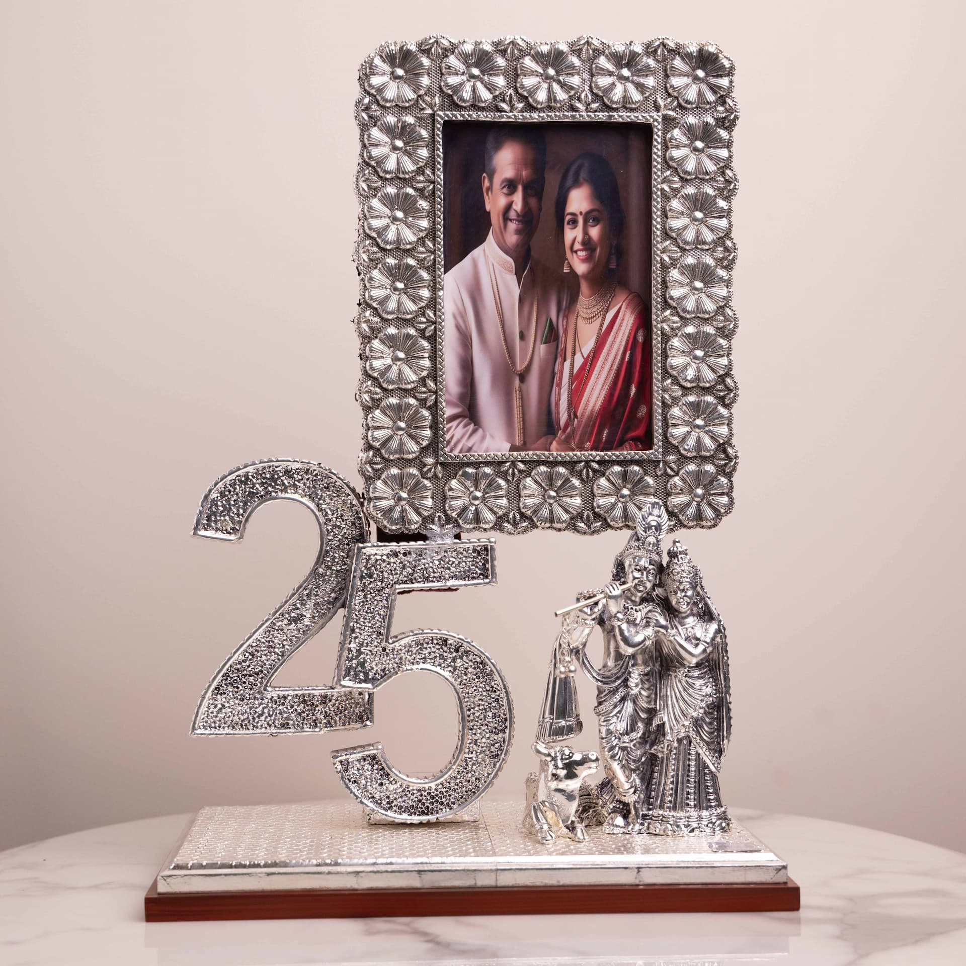 New Arriaval 1 - Radha Krishna 25 Anniversary Silver Photo Frame