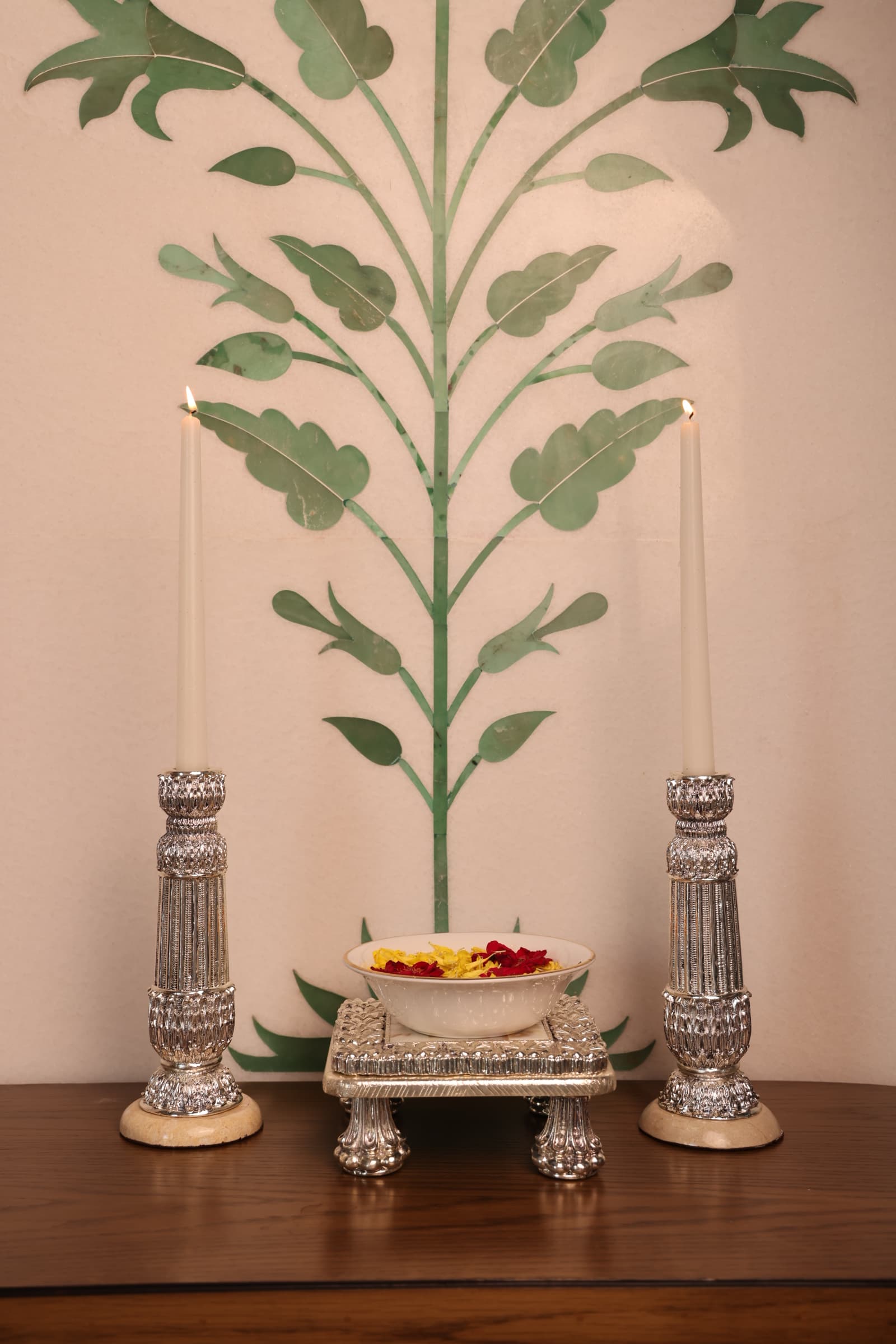 Eternal Flame Silver Candle Stand