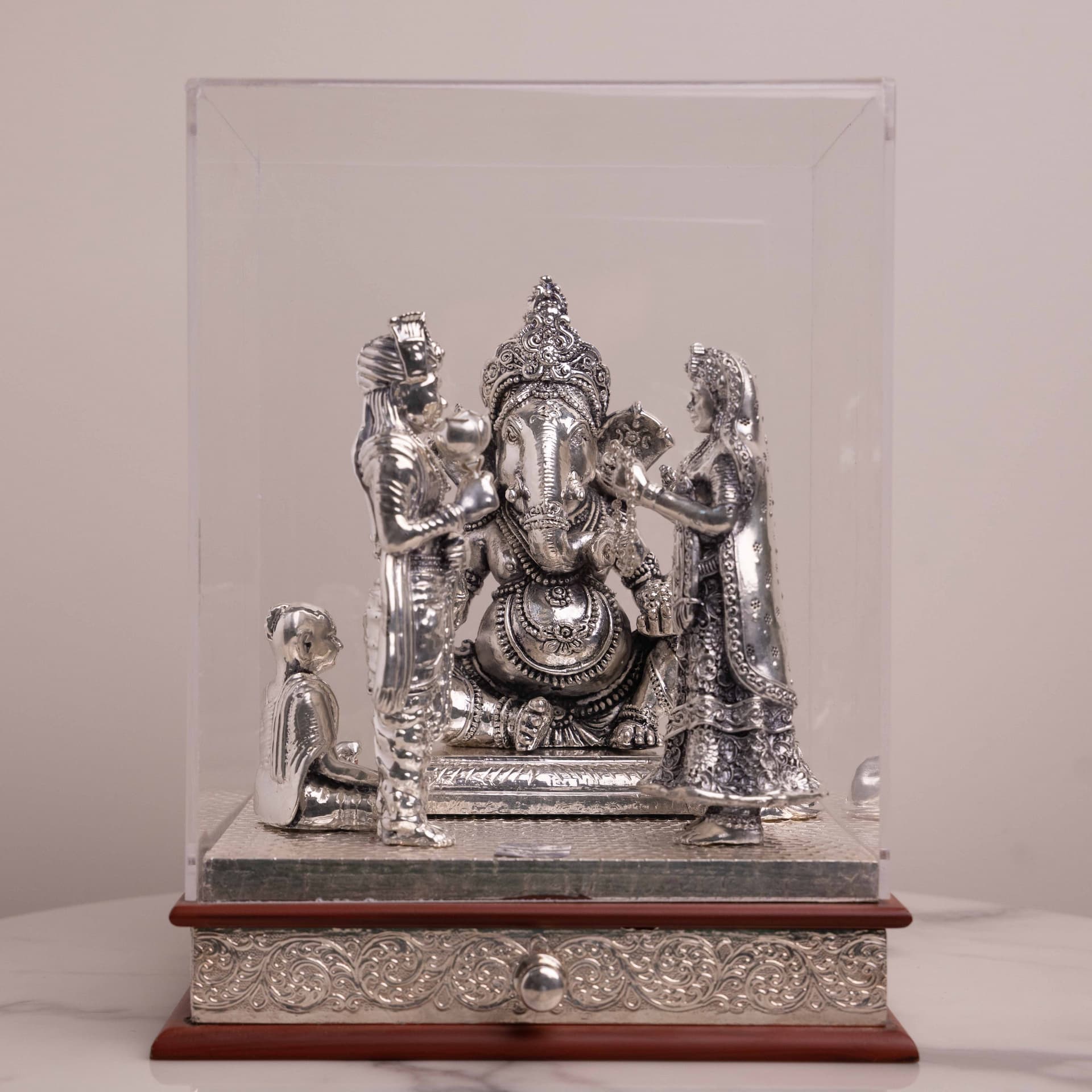 Ganesha Blessing Silver Wedding Invites